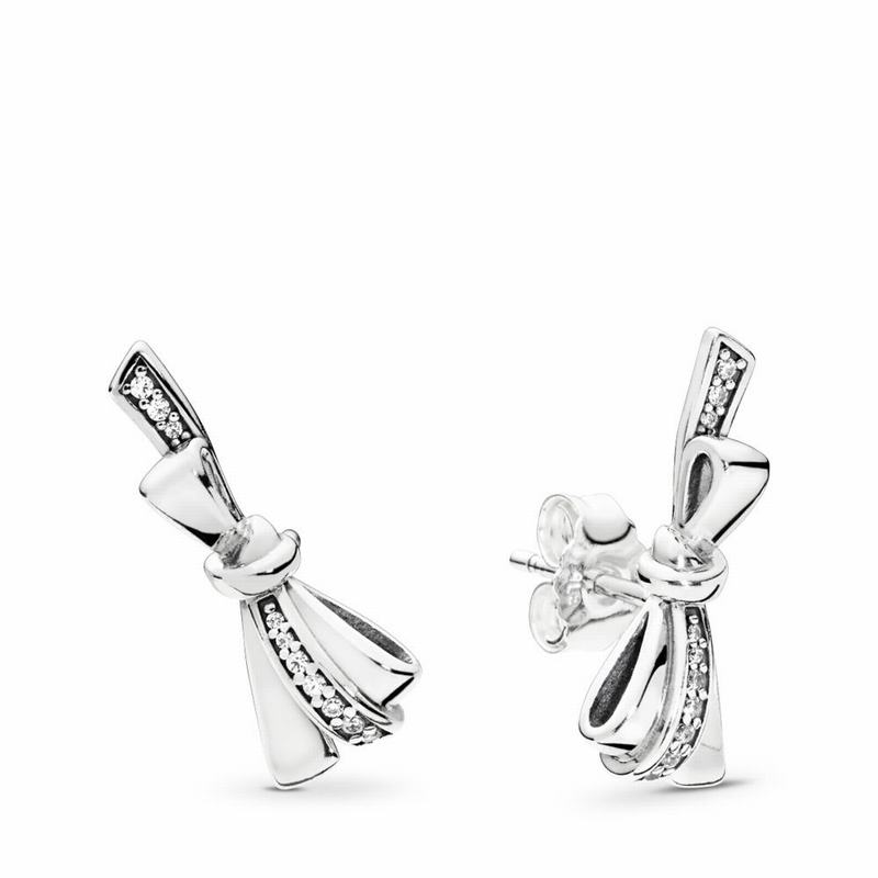 Pandora Brilliant Bows Stud Earrings - Sterling Silver/Cubic Zirconia - Canada | OC3699WR